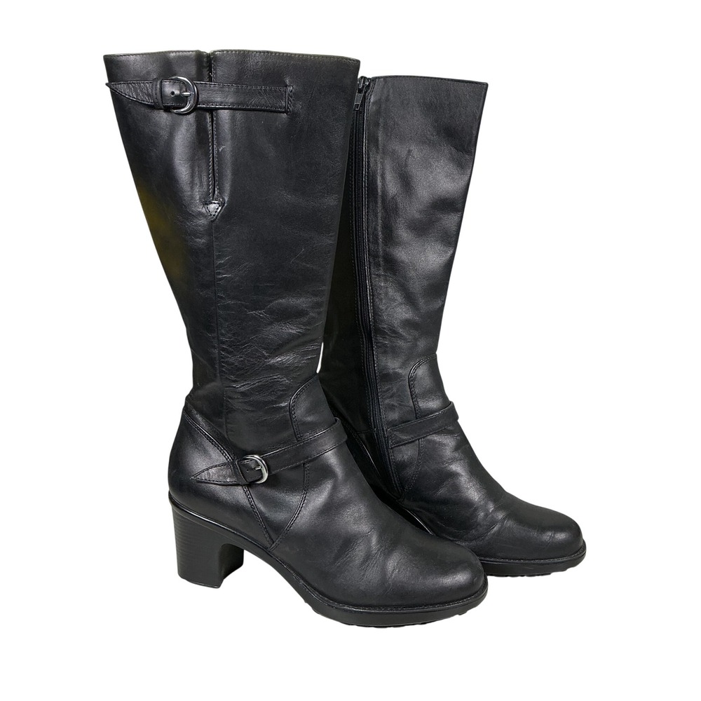 Dansko Notting Hill Black Leather Tall Knee High Block Heel Boots EU 40 9.5-10
